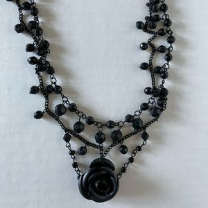 Black rose statement necklace